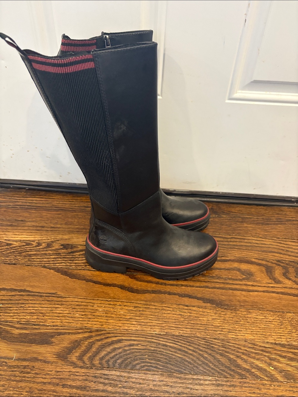 Timberland Black Over-the-Knee Boots with Red Accent